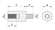 Hex spacer M/F [304-m]